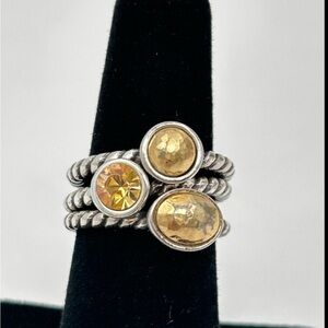 Brighton J60661 Monte Carlo SP & Gold 3 Stacked Rings Sz 7